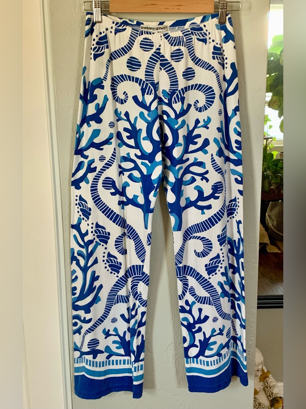 Barbara Gerwit Blue & White Coral-Print Wide Leg Pants